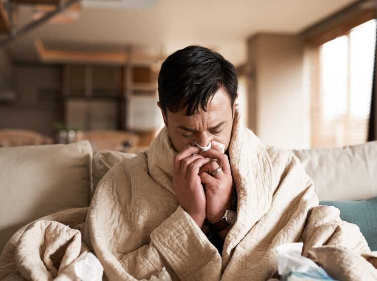 Man Suffering from Cold Flu