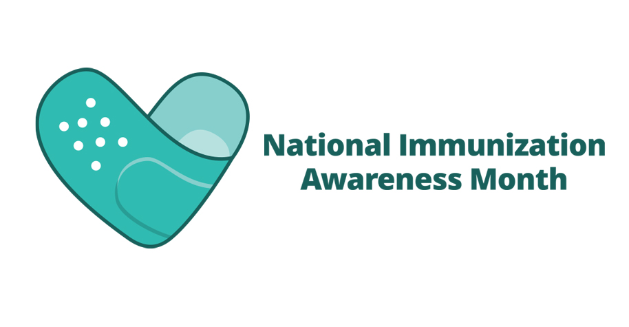 National Immunization Month Banner with teal bandage graphic